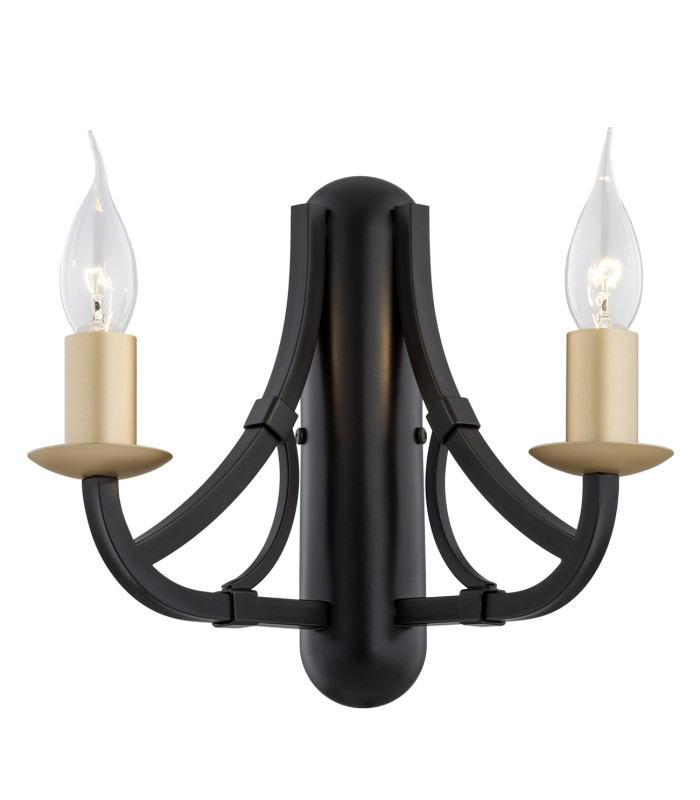 Lorenzo Twin Candle Wall Lamp Black Gold-1