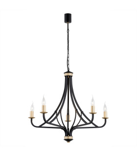 Lorenzo Multi Arm Pendant Ceiling 5 Light Black Gold-1
