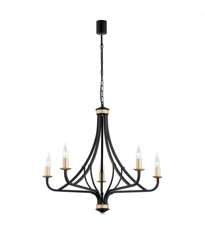 Lorenzo Multi Arm Pendant Ceiling 5 Light Black Gold-1