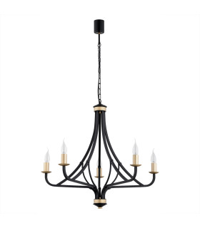 Lorenzo Multi Arm Pendant Ceiling 5 Light Black Gold-2