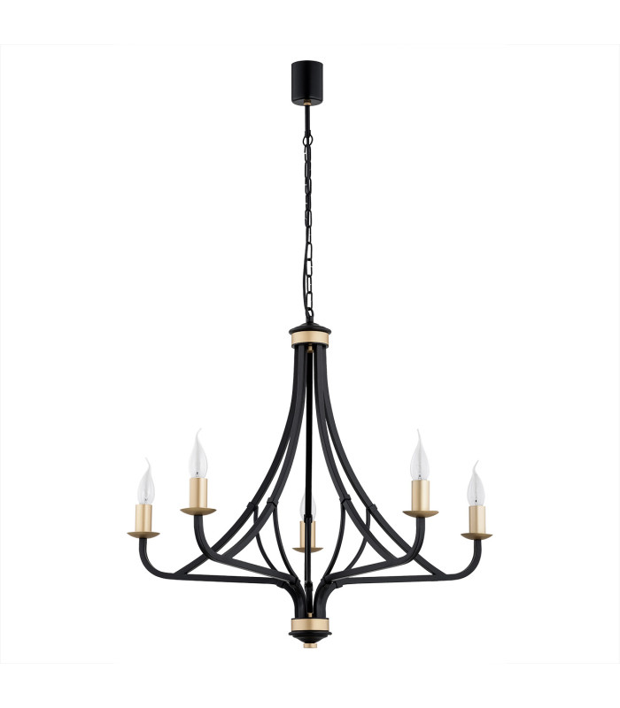 Lorenzo Multi Arm Pendant Ceiling 5 Light Black Gold-2