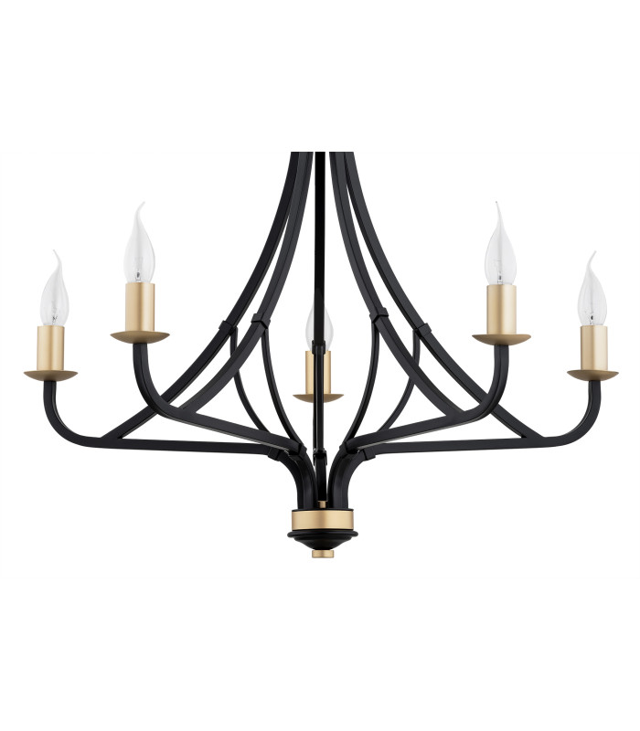 Lorenzo Multi Arm Pendant Ceiling 5 Light Black Gold-3