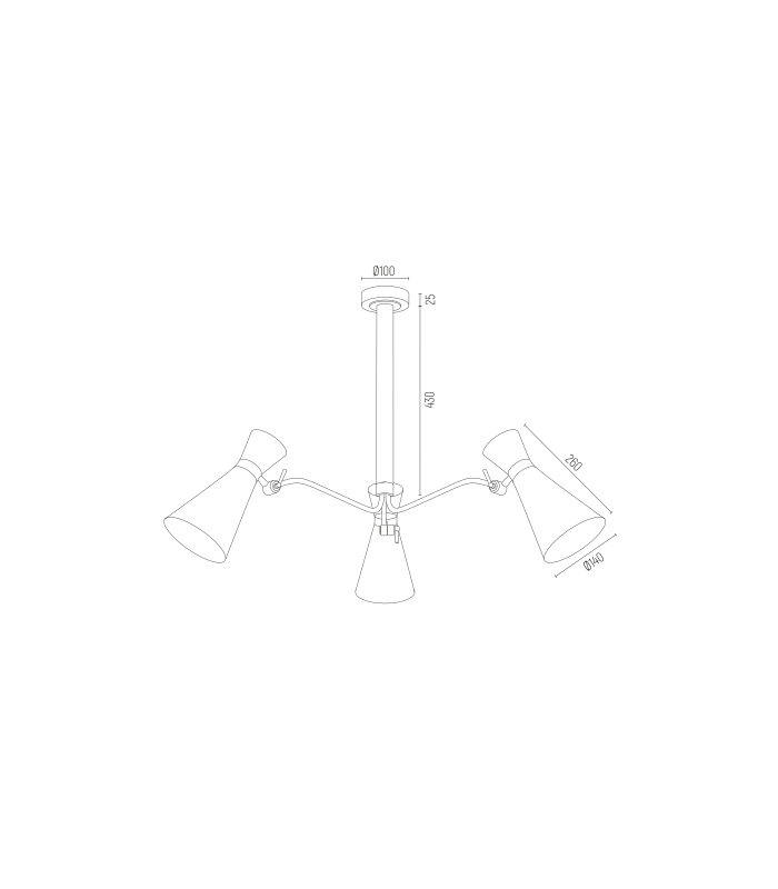 Lukka Multi Arm Pendant Ceiling 3 Light Black Structure Chrome-2