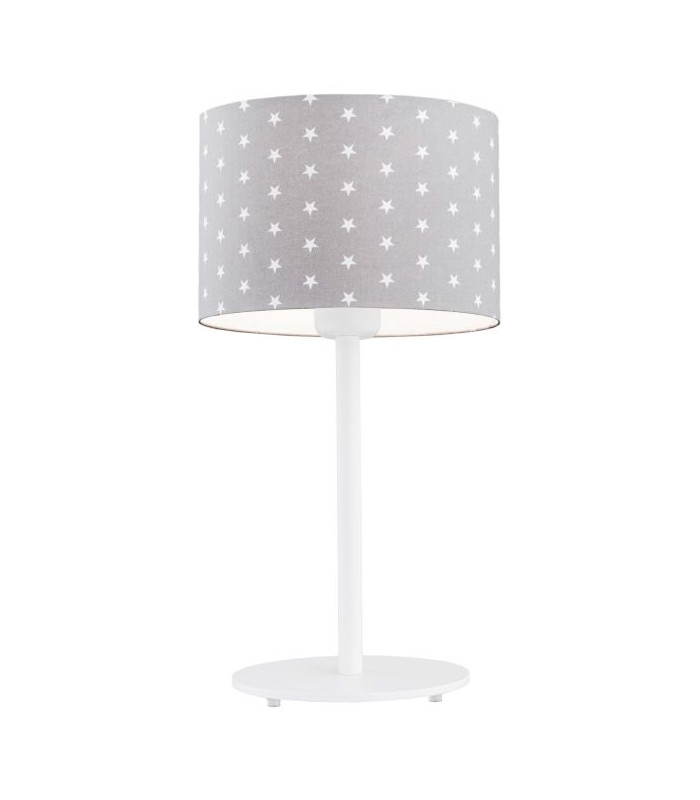Magic Table Lamp With Round Shade Grey With White Stars White Structure-1