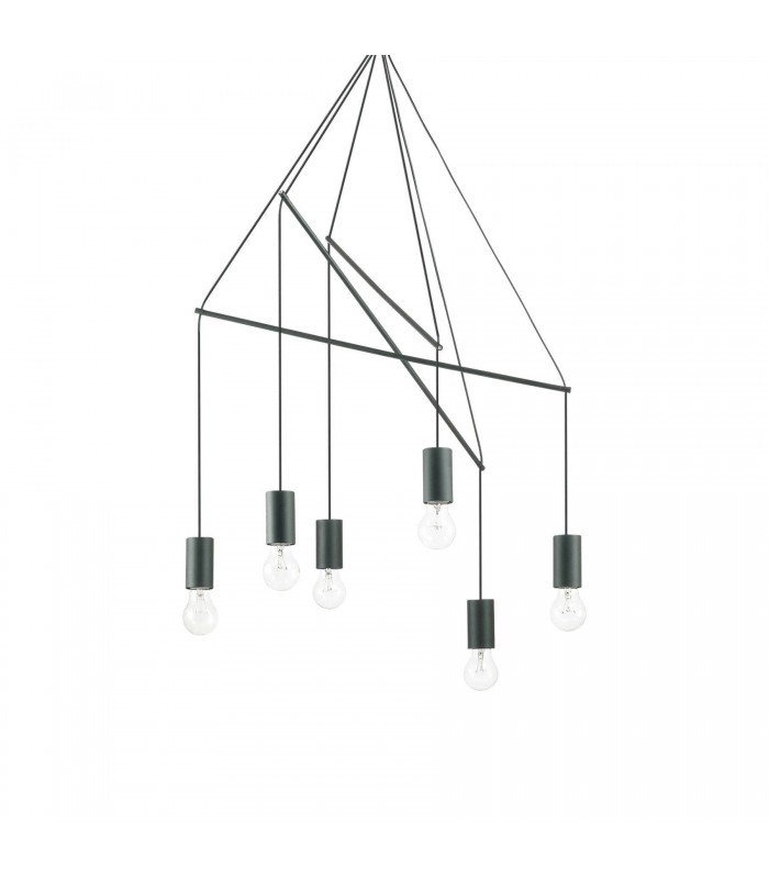 6 Light Cluster Ceiling Pendant Black - 1