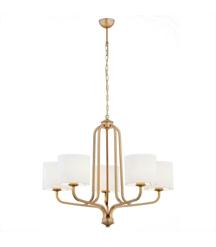 Maranello Multi Arm Pendant Ceiling 5 Light White Old Gold-1