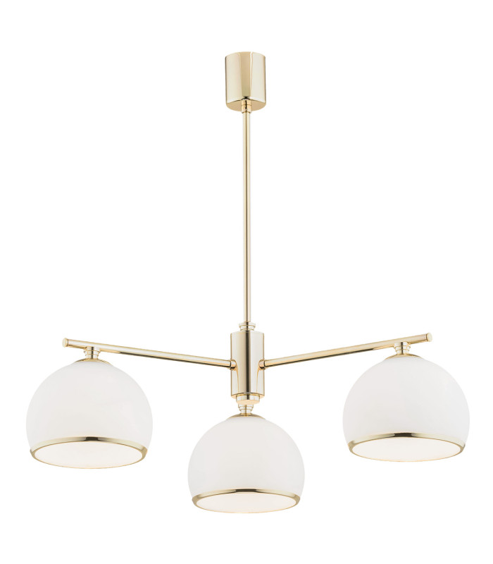 Marbella Multi Arm Pendant Ceiling 3 Light Opal Matt Brass Steel-1