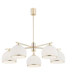 Marbella Multi Arm Pendant Ceiling 5 Light Opal Matt Brass Steel-1