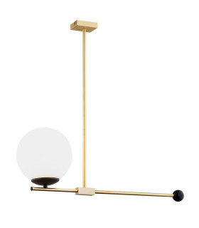 Megan Globe Ceiling Light Opal Matt Brushed Brass Black-1