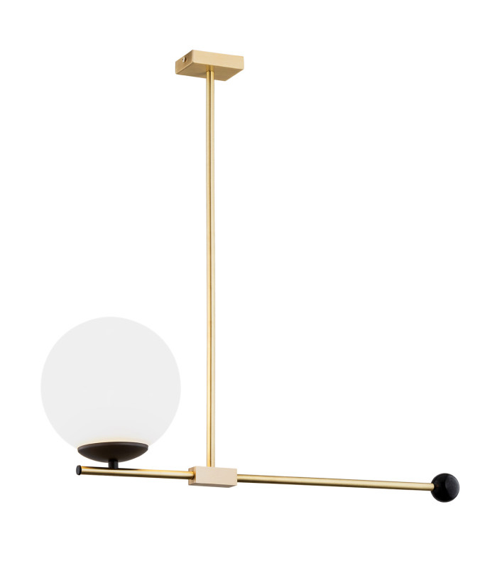 Megan Globe Ceiling Light Opal Matt Brushed Brass Black-1