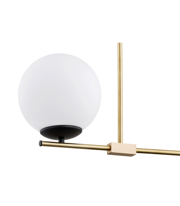 Megan Globe Ceiling Light Opal Matt Brushed Brass Black-2