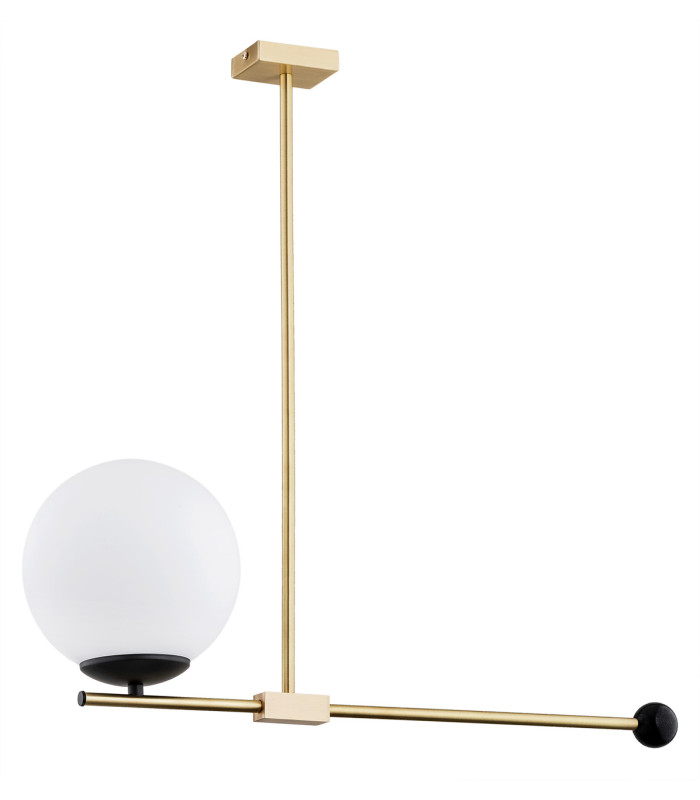 Megan Globe Ceiling Light Opal Matt Brushed Brass Black-3