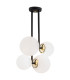 Moritz Globe Ceiling 4 Light Opal Matt Black Structure Brass Elements-1