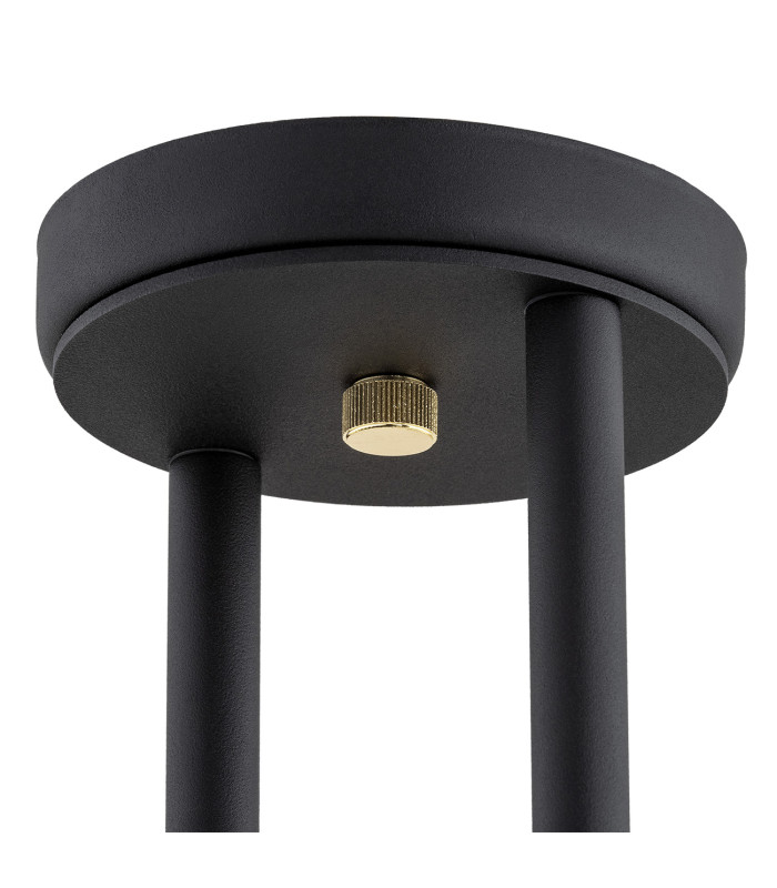 Moritz Globe Ceiling 4 Light Opal Matt Black Structure Brass Elements-3