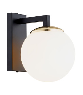Moritz Wall Lamp Opal Matt Black Structure Brass Elements-1