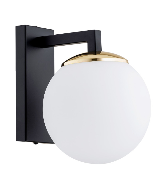 Moritz Wall Lamp Opal Matt Black Structure Brass Elements-2