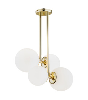 Moritz Globe Ceiling 4 Light Opal Matt Brass Steel-1