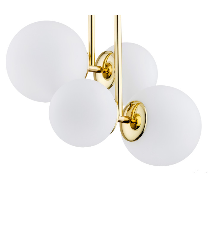 Moritz Globe Ceiling 4 Light Opal Matt Brass Steel-3