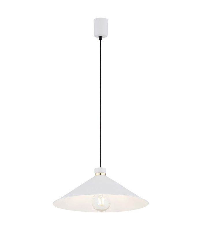 Nashville Dome Pendant Ceiling Light White Structure Brass Elements-1