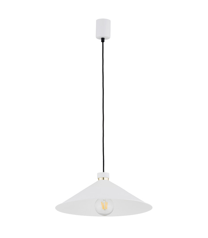 Nashville Dome Pendant Ceiling Light White Structure Brass Elements-2