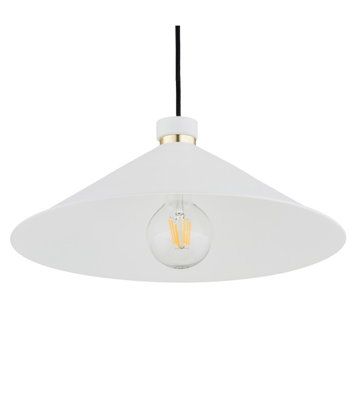Nashville Dome Pendant Ceiling Light White Structure Brass Elements-5