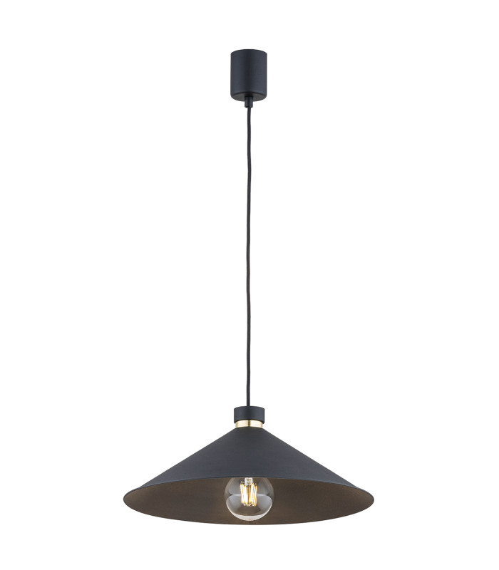 Nashville Dome Pendant Ceiling Light Black Structure Brass Elements-1