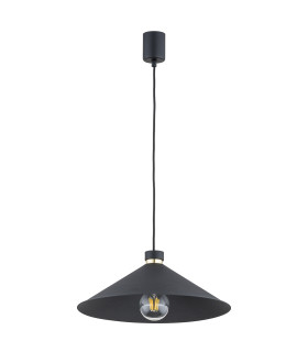 Nashville Dome Pendant Ceiling Light Black Structure Brass Elements-2