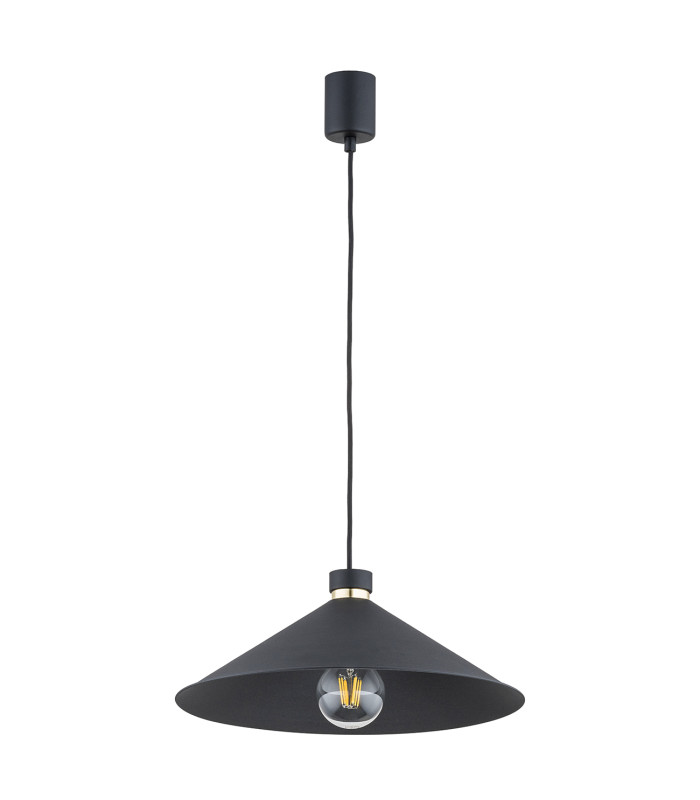 Nashville Dome Pendant Ceiling Light Black Structure Brass Elements-2