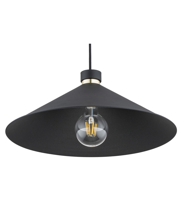Nashville Dome Pendant Ceiling Light Black Structure Brass Elements-3