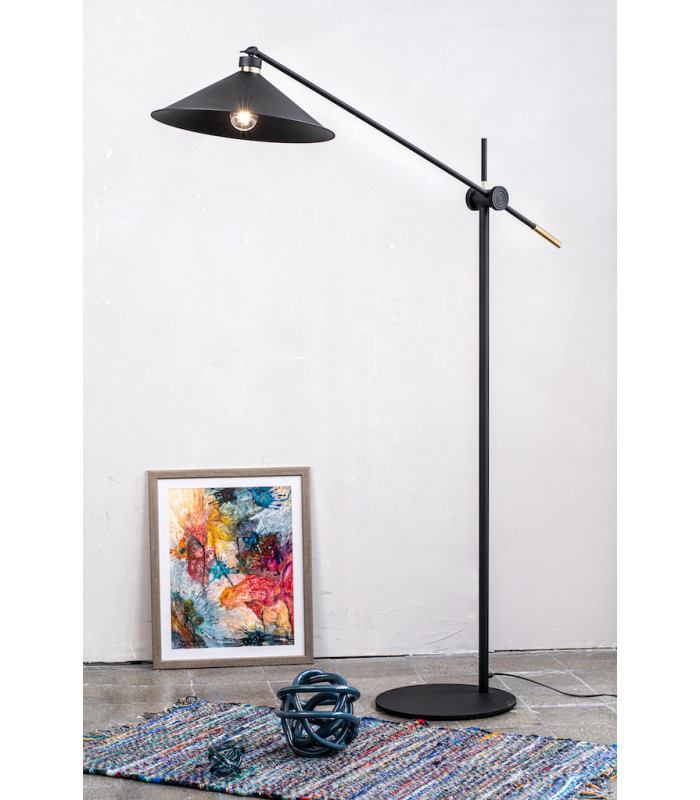 Nashville Arc Floor Lamp Black Structure Brass Elements-6