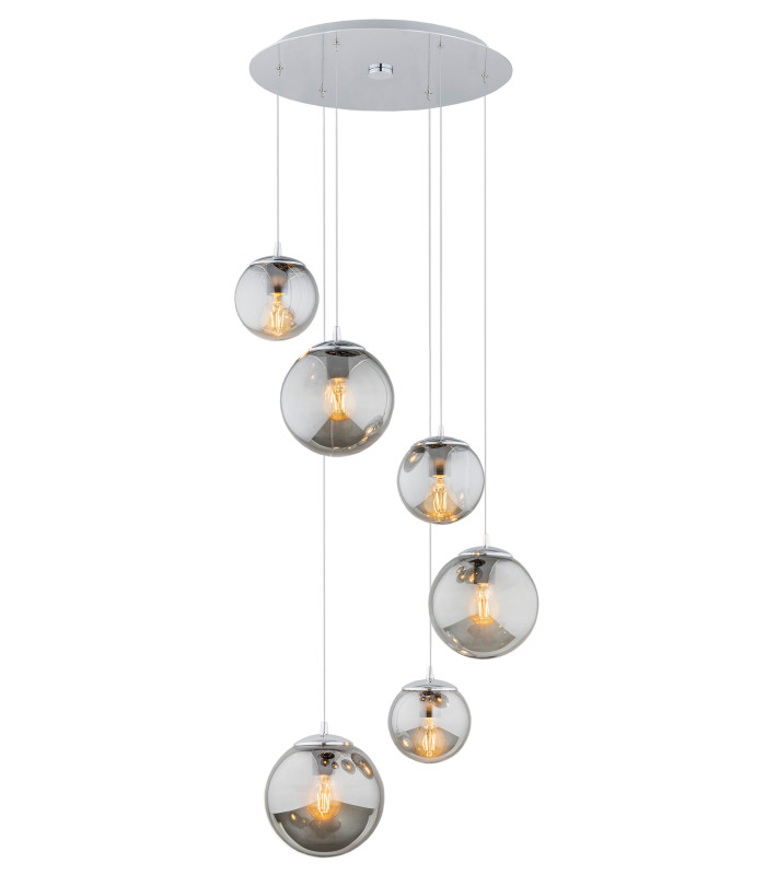Optica Cluster Pendant Ceiling 6 Light Lister Graphite Chrome-1