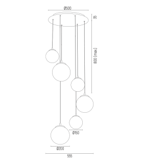Optica Cluster Pendant Ceiling 6 Light Lister Graphite Chrome-2