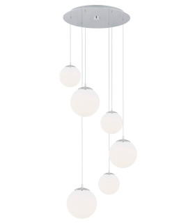 Optica Cluster Pendant Ceiling 6 Light Opal Chrome-1