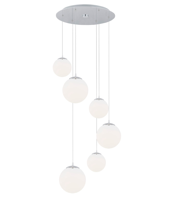 Optica Cluster Pendant Ceiling 6 Light Opal Chrome-1
