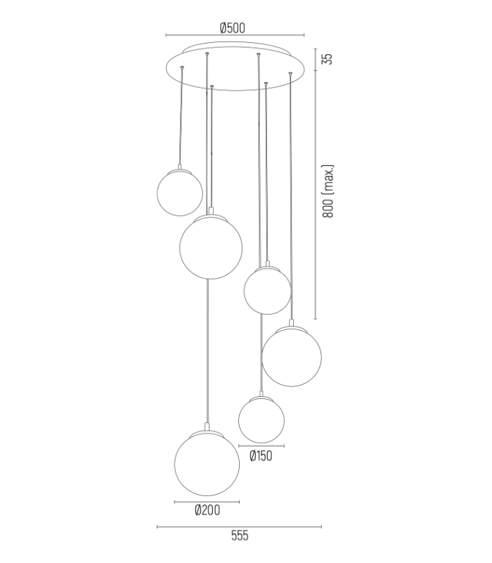 Optica Cluster Pendant Ceiling 6 Light Opal Chrome-2
