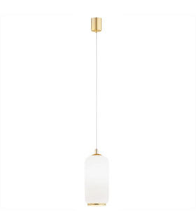 Pallado Slim Pendant Ceiling Light Opal Matt Brass Steel-1