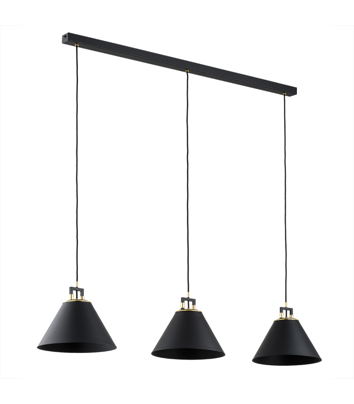 Orte Bar Pendant Ceiling 3 Light Black Structure Brass Elements-2