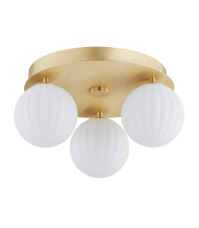Paloma Globe Ceiling 3 Light Opal Matt (Fluted) Brushed Brass-2