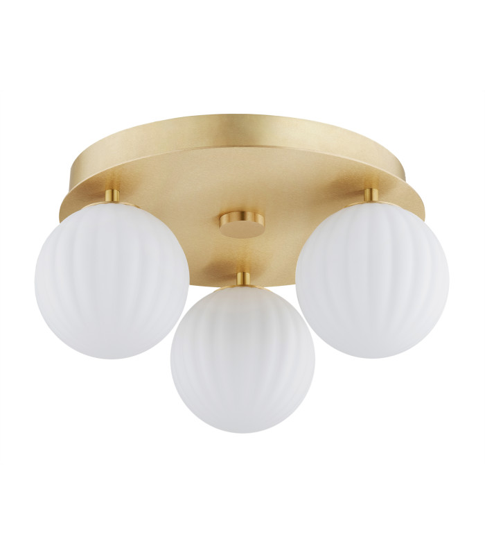 Paloma Globe Ceiling 3 Light Opal Matt (Fluted) Brushed Brass-2