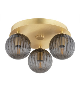 Paloma Globe Ceiling 3 Light Smoky (Fluted) Brushed Brass-2