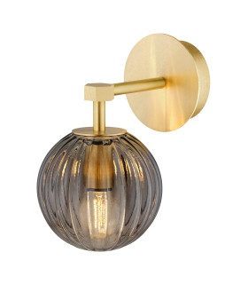 Paloma 12cm Wall Lamp Smoky (Fluted) Brushed Brass-2