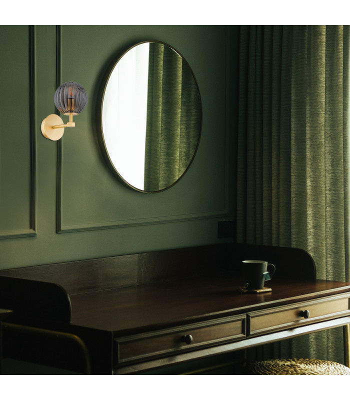 Paloma 12cm Wall Lamp Smoky (Fluted) Brushed Brass-3