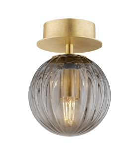 Paloma 12cm Globe Ceiling Light Smoky (Fluted) Brushed Brass-1