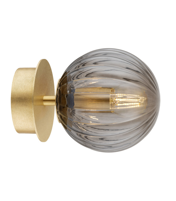 Paloma 12cm Globe Ceiling Light Smoky (Fluted) Brushed Brass-2