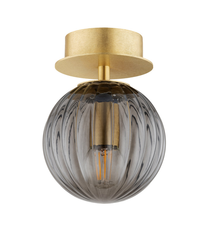 Paloma 12cm Globe Ceiling Light Smoky (Fluted) Brushed Brass-4