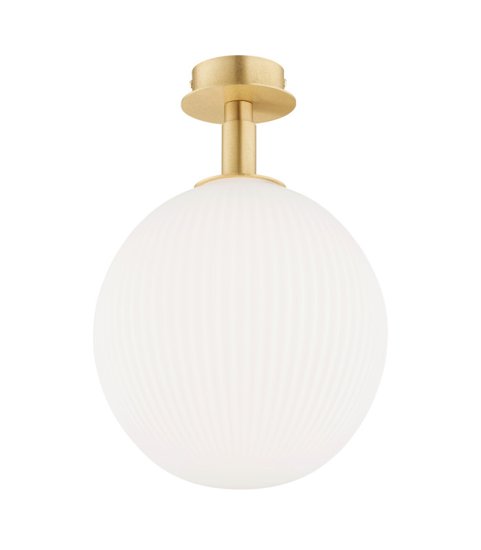 Paloma 25cm Globe Ceiling Light Opal Matt (Fluted) Brushed Brass-1