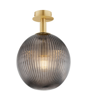 Paloma 25cm Globe Ceiling Light Smoky (Fluted) Brushed Brass-1