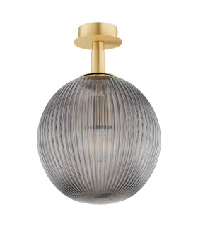 Paloma 25cm Globe Ceiling Light Smoky (Fluted) Brushed Brass-2
