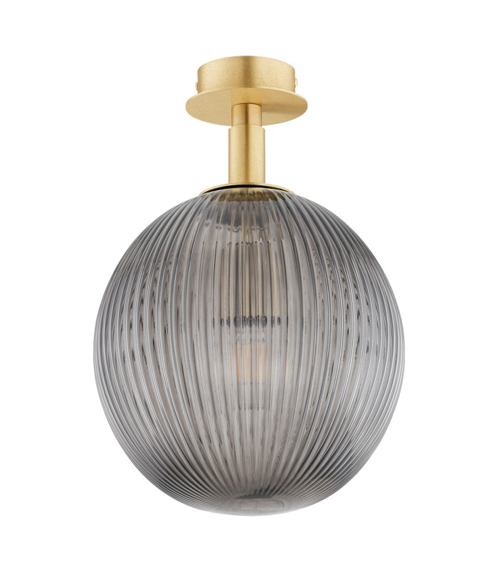 Paloma 25cm Globe Ceiling Light Smoky (Fluted) Brushed Brass-2