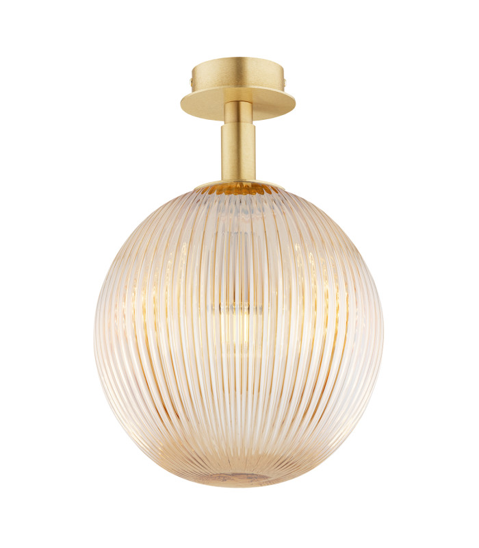 Paloma Globe Ceiling Light Honey Lister (Fluted) Brushed Brass-1